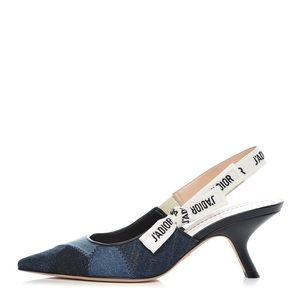 Dior J’adior denim patchwork slingback heels. Blue denim. Size 38.5